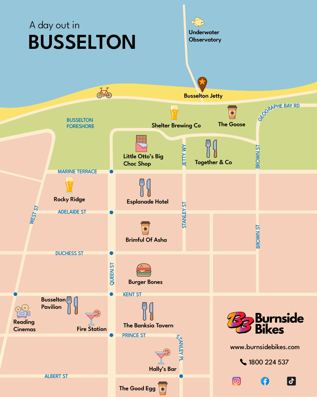 Busselton town map cycling guide
